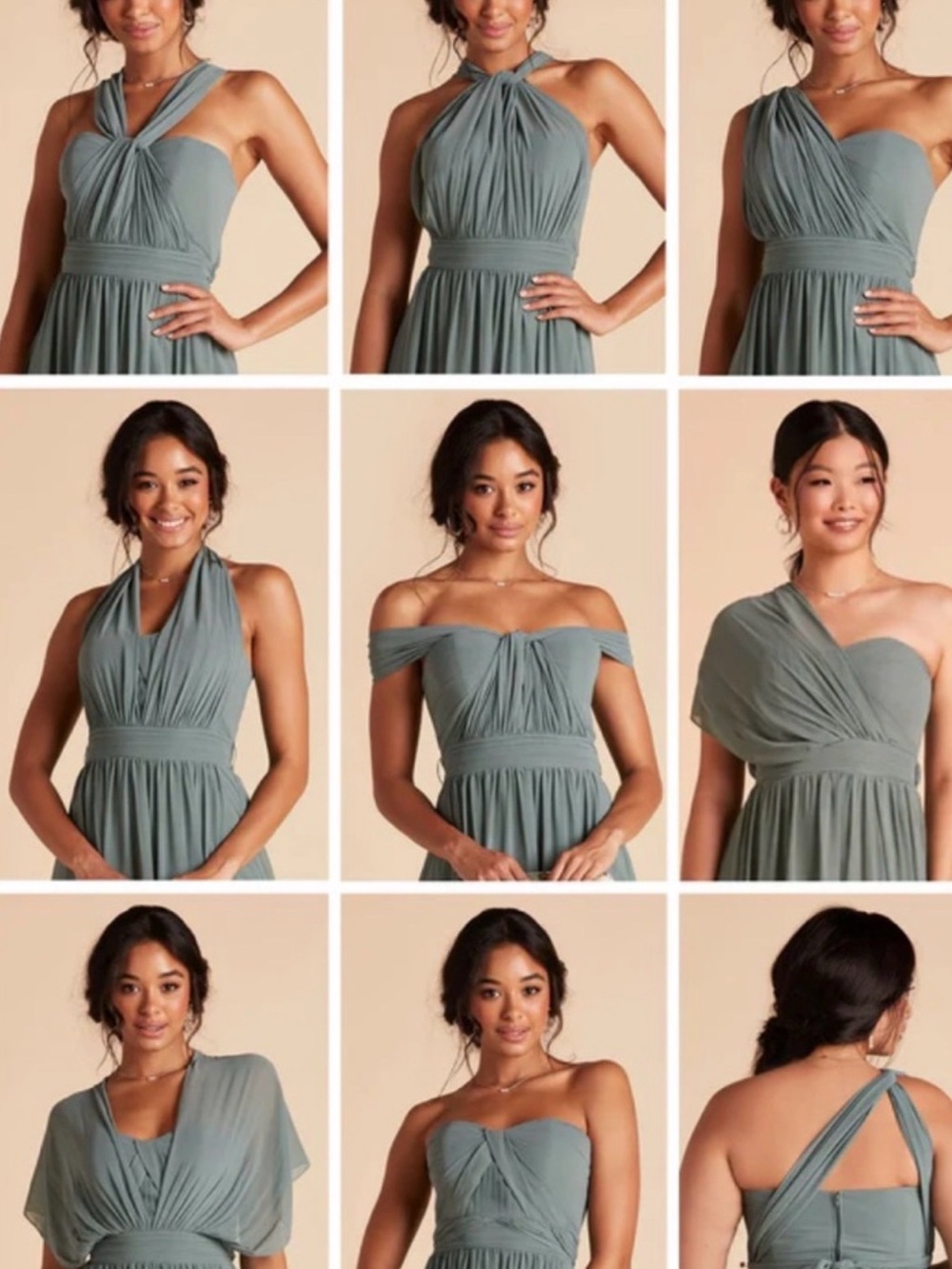 Birdy Grey Dusty Sage Grace chiffon convertible Bridesmaid Dress Size XXL